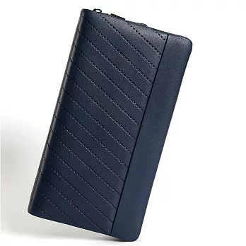【O-ni O-ni】真皮新款韓版斜條紋牛皮手拿包男士純色長方錢卡包JDJ-S1146(2色可選)寶藍色