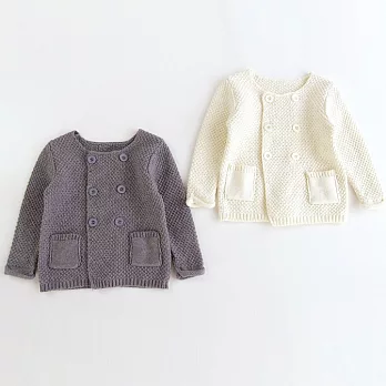 [日安朵朵]嬰童法式質感雙排扣純棉針織外套(0-4歲)12M灰