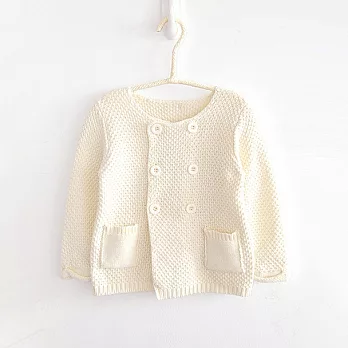 [日安朵朵]嬰童法式質感雙排扣純棉針織外套(0-4歲)1-2Y白