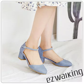 ezwalking{韓國女鞋}可愛圓頭瑪莉珍跟鞋-4色黑、粉、藍、杏