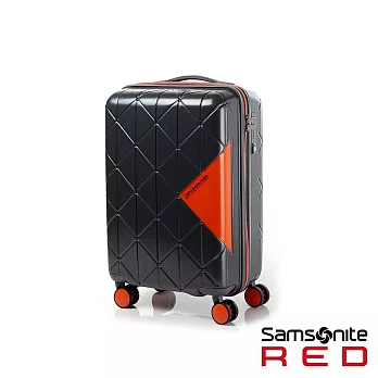 Samsonite RED 20吋GEOMET 菱格幾何線條消光硬殼TSA登機箱(灰/橘)