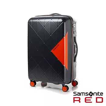 Samsonite RED 25吋GEOMET 菱格幾何線條消光硬殼TSA行李箱(灰/橘)