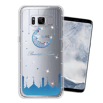 WT 三星 Samsung Galaxy C9 Pro 6吋 奧地利水晶彩繪空壓手機殼(月彎星辰)