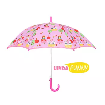 【Linda Funny】童趣滿圖造型自動傘兒童雨傘_公主F