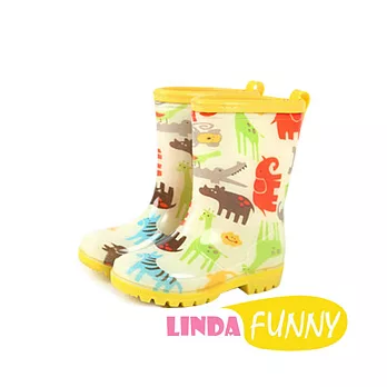 【Linda Funny】滿圖童趣造型厚底兒童雨鞋_動物園#26