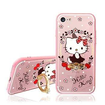 三麗鷗授權正版 Hello Kitty貓 iPhone 7 4.7吋 指環扣支架手機殼(蘋果佳人) 有吊飾孔