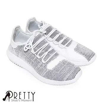 【Pretty】男款簡約風格綁帶休閒運動鞋JP25.5白色