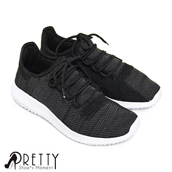 【Pretty】男款簡約風格綁帶休閒運動鞋JP25.5黑色