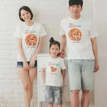 SHIBUDI 幸福Pizza短袖上衣親子裝MIT(小孩)90白色