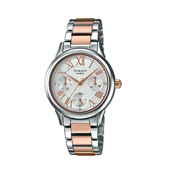 CASIO SHEEN 羅馬耀眼的光芒時尚女性優質腕錶-玫瑰金-SHE-3049SPG-7A