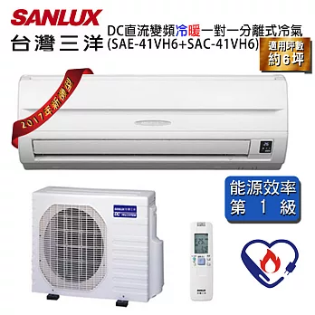 SANLUX 台灣三洋 SAE-41VH6 / SAC-41VH6 變頻 一對一 精品型 冷暖 (適用坪數約6-7坪、4.1KW) ※贈基本安裝