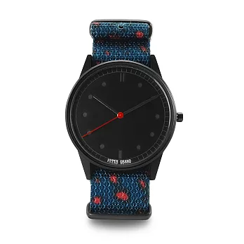 HYPERGRAND手錶 - 02基本款系列 - MILIBAND LEOPARD藍紅豹紋 - 黑黑錶盤 (黑)
