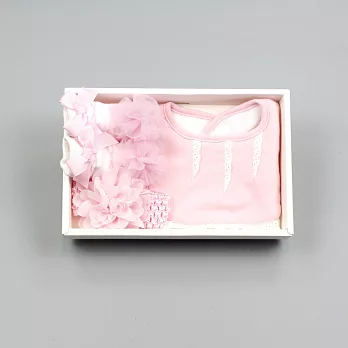 [日安朵朵]女嬰配件禮盒 - 芭蕾女伶 (圍兜+髮帶+寶寶襪)12M粉