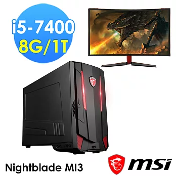 msi微星 Nightblade MI3-015XTW i5-7400 NO OS 電競桌機+OPTIX-G27C 27曲面螢幕