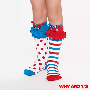 WHY AND 1/2 點點條紋長筒襪 多色可選02紅色
