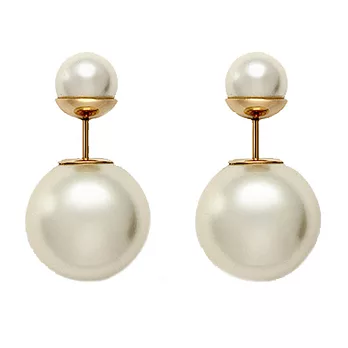 SHASHI 紐約品牌 Double Pearl 白珍珠耳環 前後扣耳環