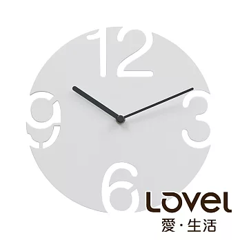 Lovel 25cm木刻靜音時鐘-白（W240-WH）