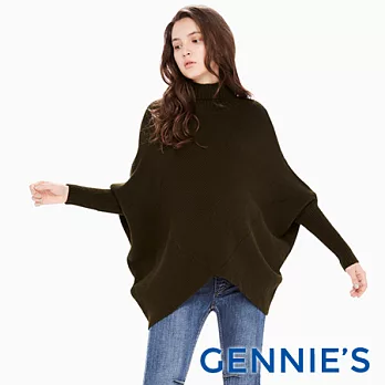 【Gennies專櫃】Gennies系列-菱形設計厚針織連袖縮口長上衣-綠