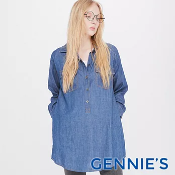 【Gennies專櫃】Gennies系列-開襟牛仔襯衫哺乳上衣M牛仔藍