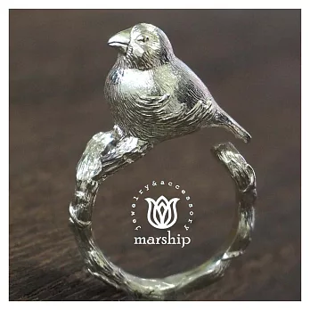 日本銀飾品牌 Marship 爪哇禾雀戒指 文鳥戒指 925純銀 Java Sparrow Ring 亮銀款5直徑1.5cm