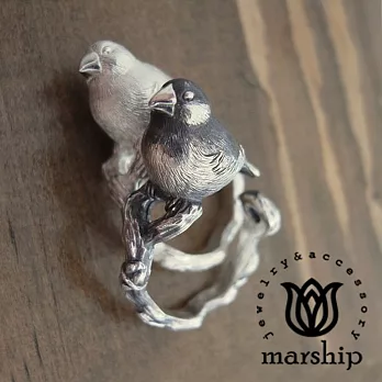 日本銀飾品牌 Marship 爪哇禾雀戒指 文鳥戒指 925純銀 Java Sparrow Ring 古董銀款5直徑1.5cm