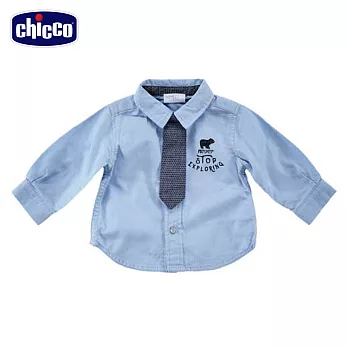 chicco-極地熊-領帶長袖襯衫12M藍色