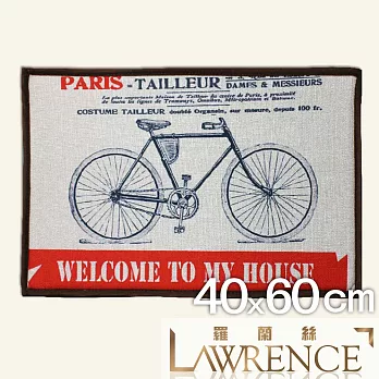 【羅蘭絲相框】手繪單車麻棉印花止滑地墊 浴室墊 腳踏墊 防滑地墊(40x60cm)