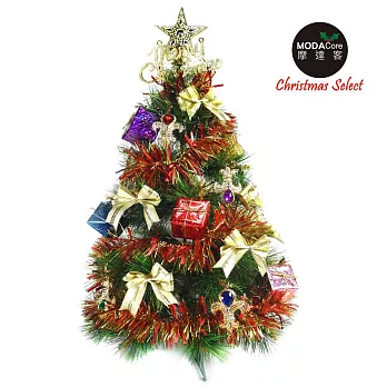 【摩達客】台灣製2尺/2呎(60cm)特級綠色松針葉聖誕樹 (紅金寶石禮物盒系)(不含燈)無
