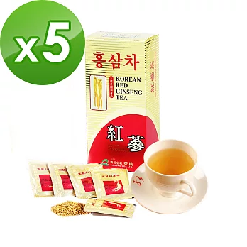 金蔘-6年根韓國高麗紅蔘茶(30包/盒,共5盒)加贈蔘芝王2瓶