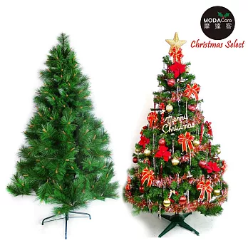 【摩達客】台灣製7呎/ 7尺(210cm)特級綠松針葉聖誕樹 (+飾品組)(不含燈)飾品紅金色系