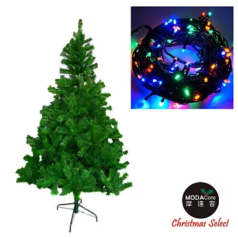 【摩達客】台灣製 8呎/ 8尺(240cm)豪華版綠聖誕樹 (不含飾品)+100燈LED燈4串(附控制器跳機)四彩光