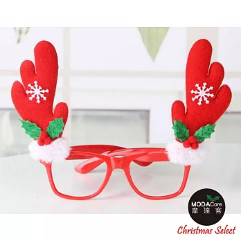 【摩達客】聖誕派對造型眼鏡-紅鹿角