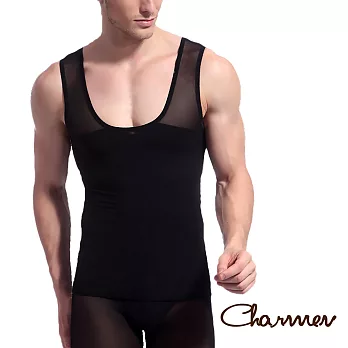 【Charmen】高機能強塑腰腹版背心 男性塑身衣L(黑色)