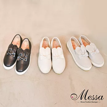 【Messa米莎專櫃女鞋】MIT 可愛兔耳內真皮厚底休閒鞋-三色EU35白色