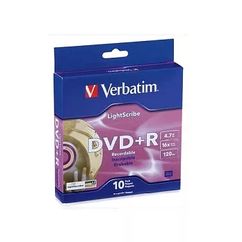 Verbatim 威寶 DVD+R 4.7GB 16X LightScribe光雕片 10P