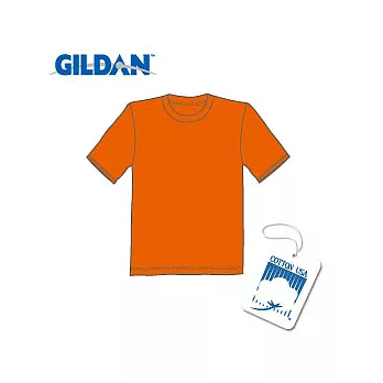 GILDAN 總代理-100%美國棉~ 圓筒短袖素面T-Shirt~橘L號