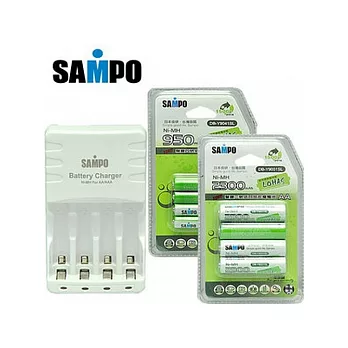 SAMPO 充電組(低自放充電電池3號4入+4號4入)
