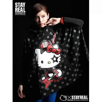 Hello Kitty X STAYREAL Dot Dot Kitty Hoodie 點點凱蒂帽T - 紫標 F 版 / 黑底灰點、紅底白點FREE黑色