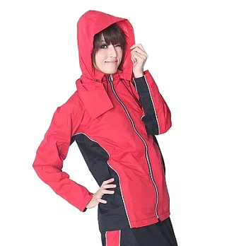 BrightDay風雨衣兩件式 - 蜜絲絨休閒款(刷毛內裡)M經典紅