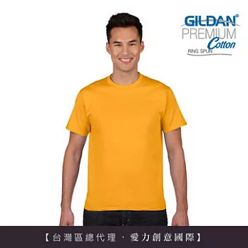 GILDAN 總代理-100%美國棉~亞規圓筒短袖素面T-Shirt ~橘黃S橘黃