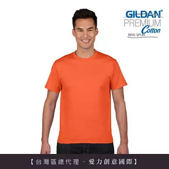 GILDAN 總代理-100%美國棉~亞規圓筒短袖素面T-Shirt~M桔
