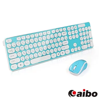 aibo M08 2.4G繽紛多彩普普風無線鍵盤組粉藍
