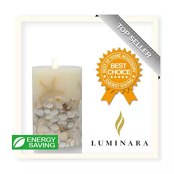 【Luminara 盧米娜拉 擬真火焰 蠟燭】 貝殼海星象牙白香草香氛蠟燭禮盒（大）+ 加贈充電電池組
