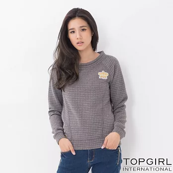 【TOP GIRL】好感壓紋圓領TS淺灰