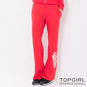 TOP GIRL-連帽抽繩顯瘦修身套裝-褲子S紅