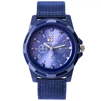 Watch-123 勇武者 瑞士軍風經典帆布帶腕錶 (4色可選) 藍色