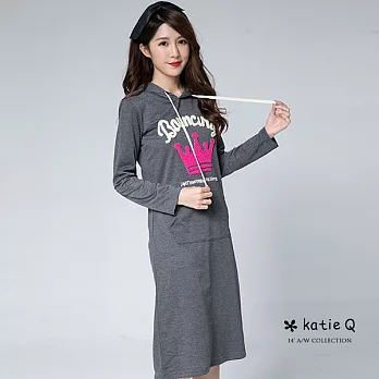 【KT】立體皇冠圖樣長版上衣(2色)-FREE灰色