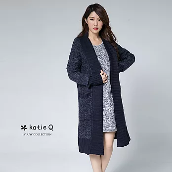 【KT】復古配色針織長外套(2色)-FREE深藍