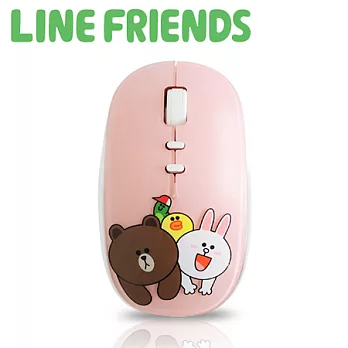 LINE FRIENDS 浪漫法式鏡面 2.4G光學滑鼠蜜糖粉