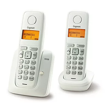 德國Gigaset數位子母型無線電話機(白色) A220DUO